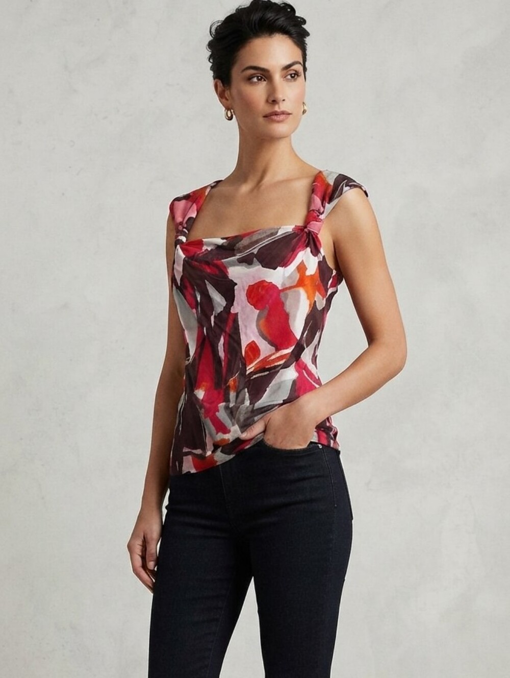 Tribal Abstract Sleeveless‎ Blouse Size Large-SALE